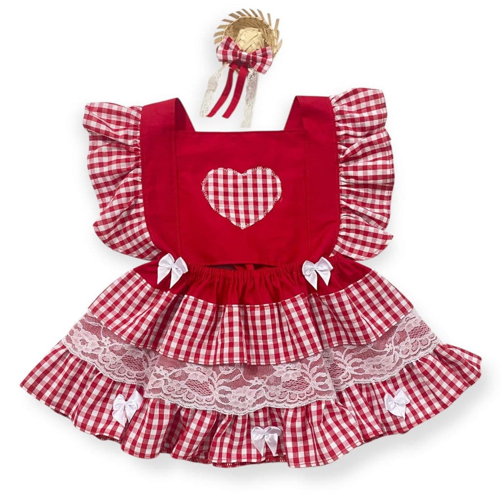 Romper Infantil Vestido Festa Junina Caipira Bebê São João Arraiá Julina Agostina Bloqueira