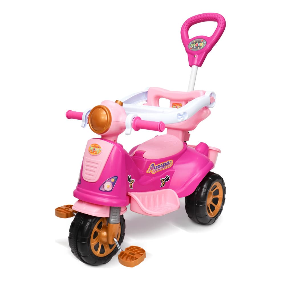 Triciclo Infantil Avespa Princesas Rosa Com Empurrador Maral Cor Pink
